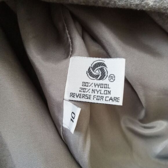 Herman Kay Vintage Gray Wool Blend Classic Button Front Peacoat Women's Size 10 - Picture 5 of 12